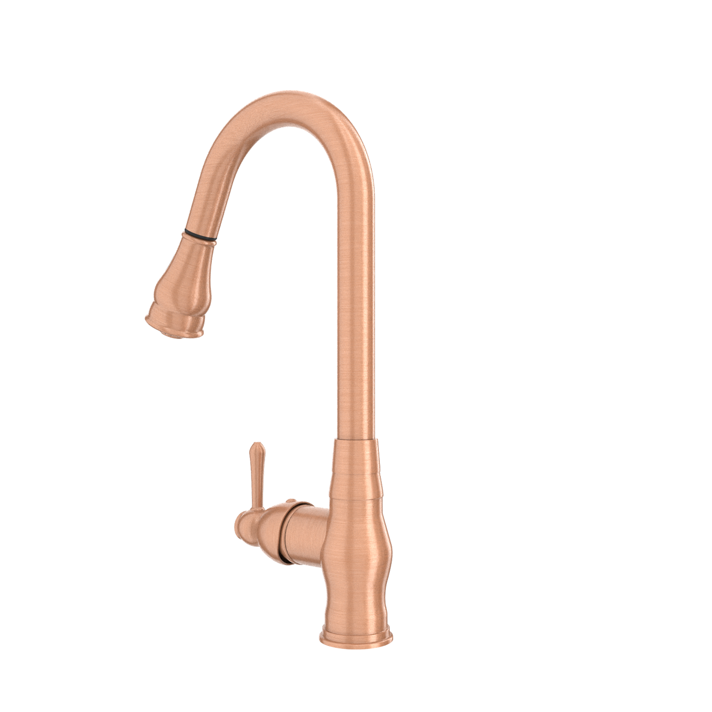 Copper Kitchen Faucet with Soap Dispenser, Single Handle Solid Brass High Arc Pull Down Sprayer Head Kitchen Sink Faucets with Deck Plate