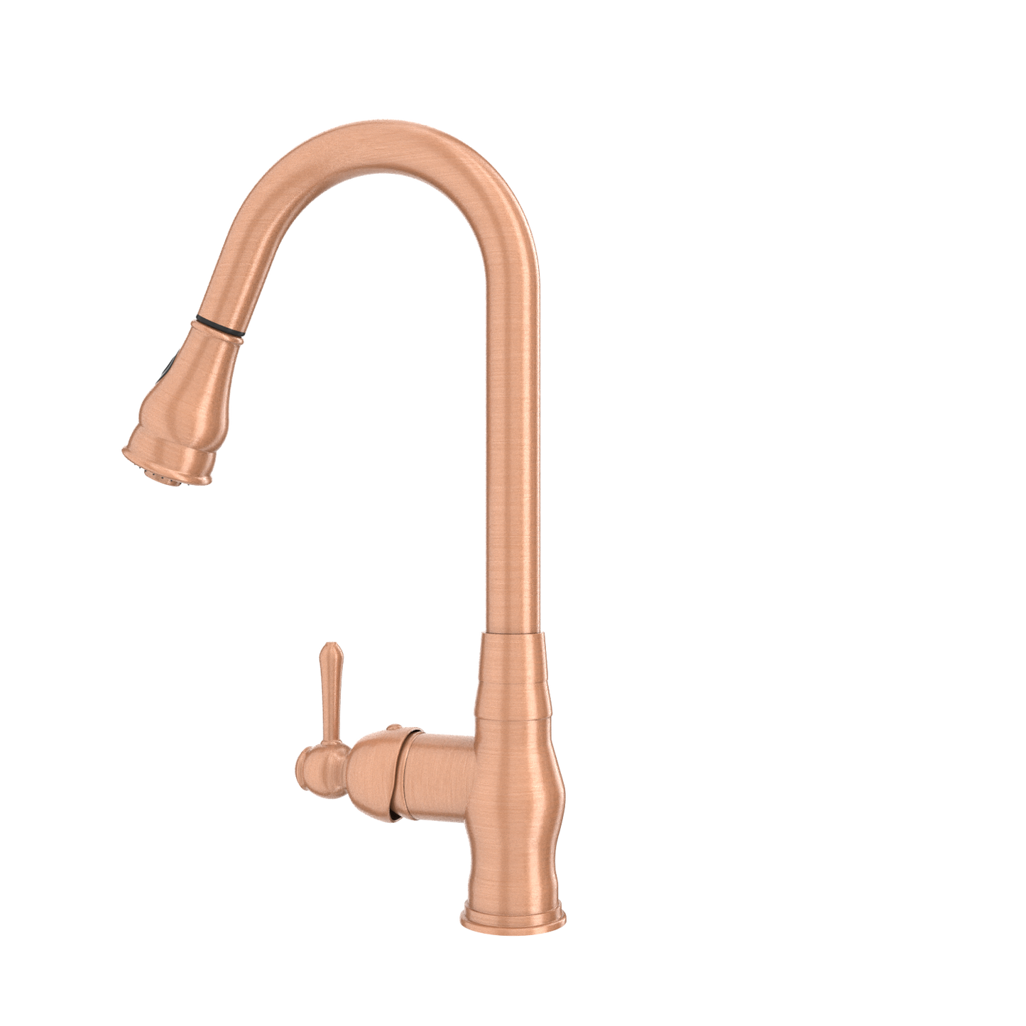 Copper Kitchen Faucet with Soap Dispenser, Single Handle Solid Brass High Arc Pull Down Sprayer Head Kitchen Sink Faucets with Deck Plate