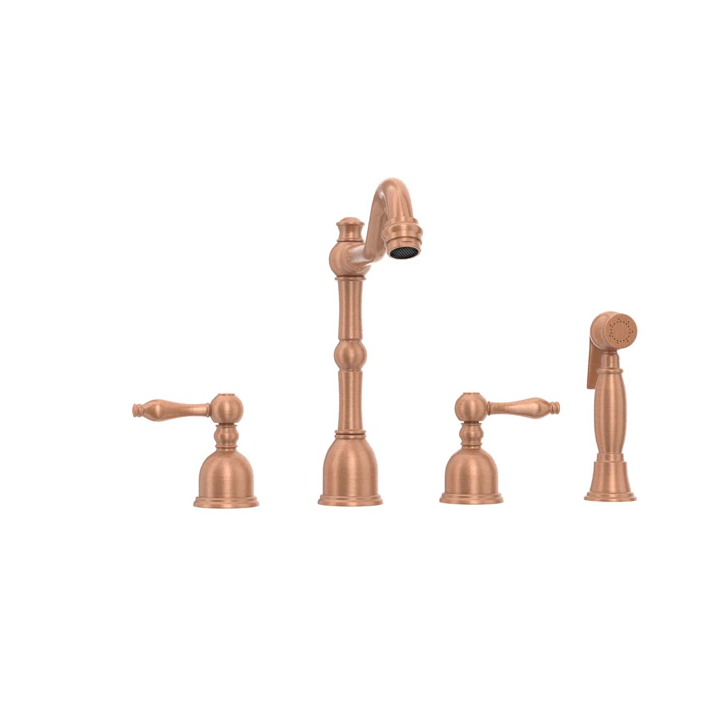 Two-Handles Copper Widespread Kitchen Faucet with Side Sprayer - AK96818C