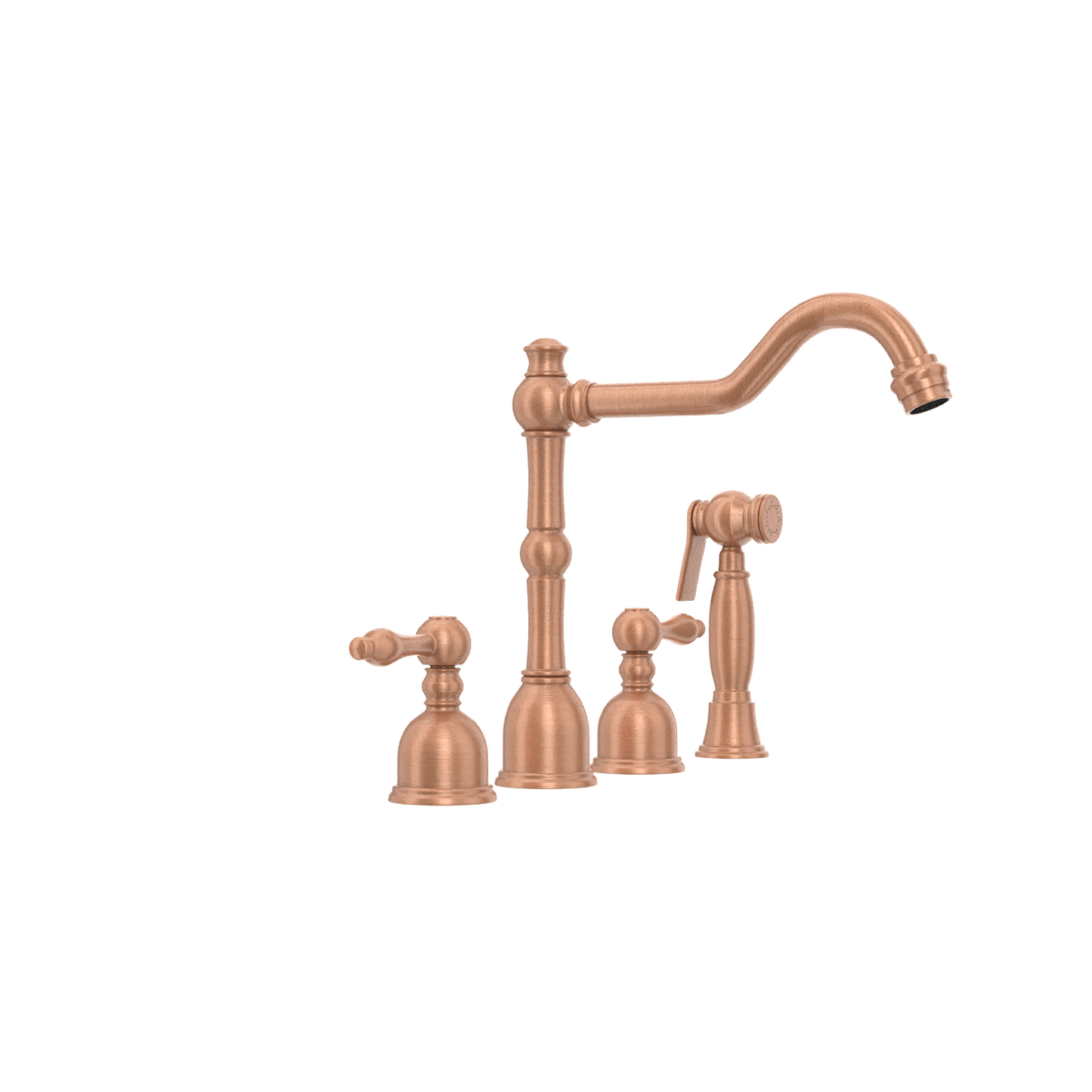 Two-Handles Copper Widespread Kitchen Faucet with Side Sprayer - AK96818C