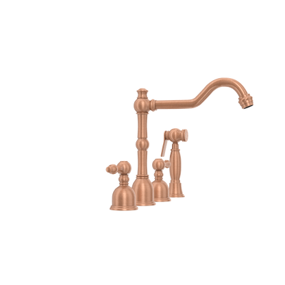 Two-Handles Copper Widespread Kitchen Faucet with Side Sprayer - AK96818C