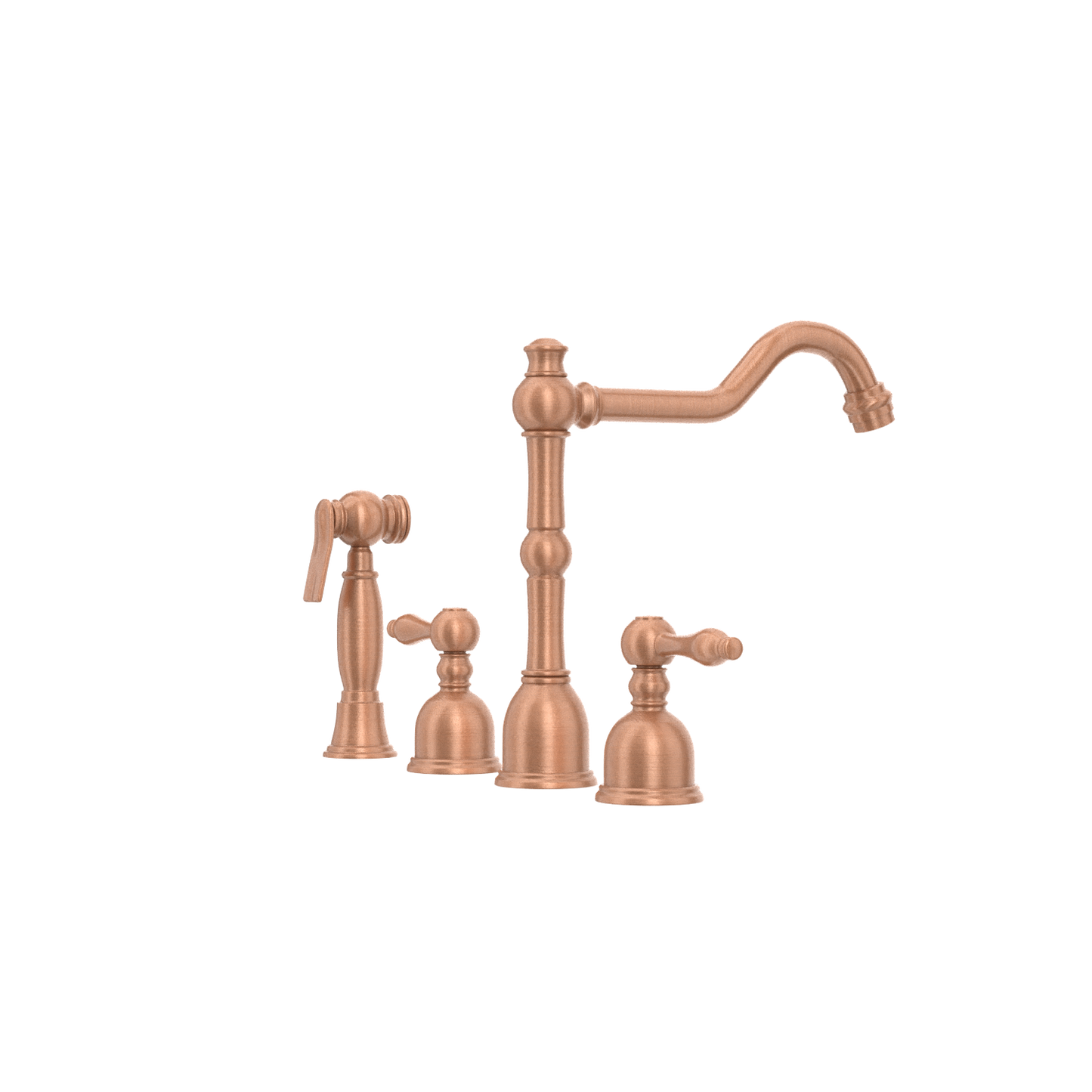 Two-Handles Copper Widespread Kitchen Faucet with Side Sprayer - AK96818C