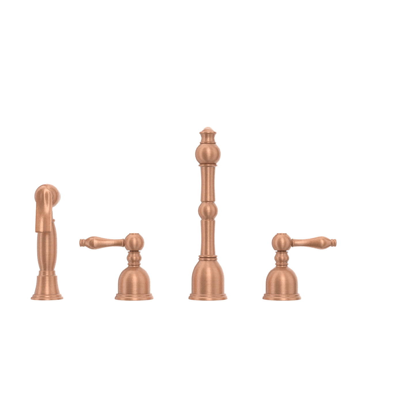 Two-Handles Copper Widespread Kitchen Faucet with Side Sprayer - AK96818C