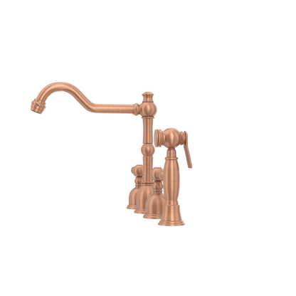 Two-Handles Copper Widespread Kitchen Faucet with Side Sprayer - AK96818C