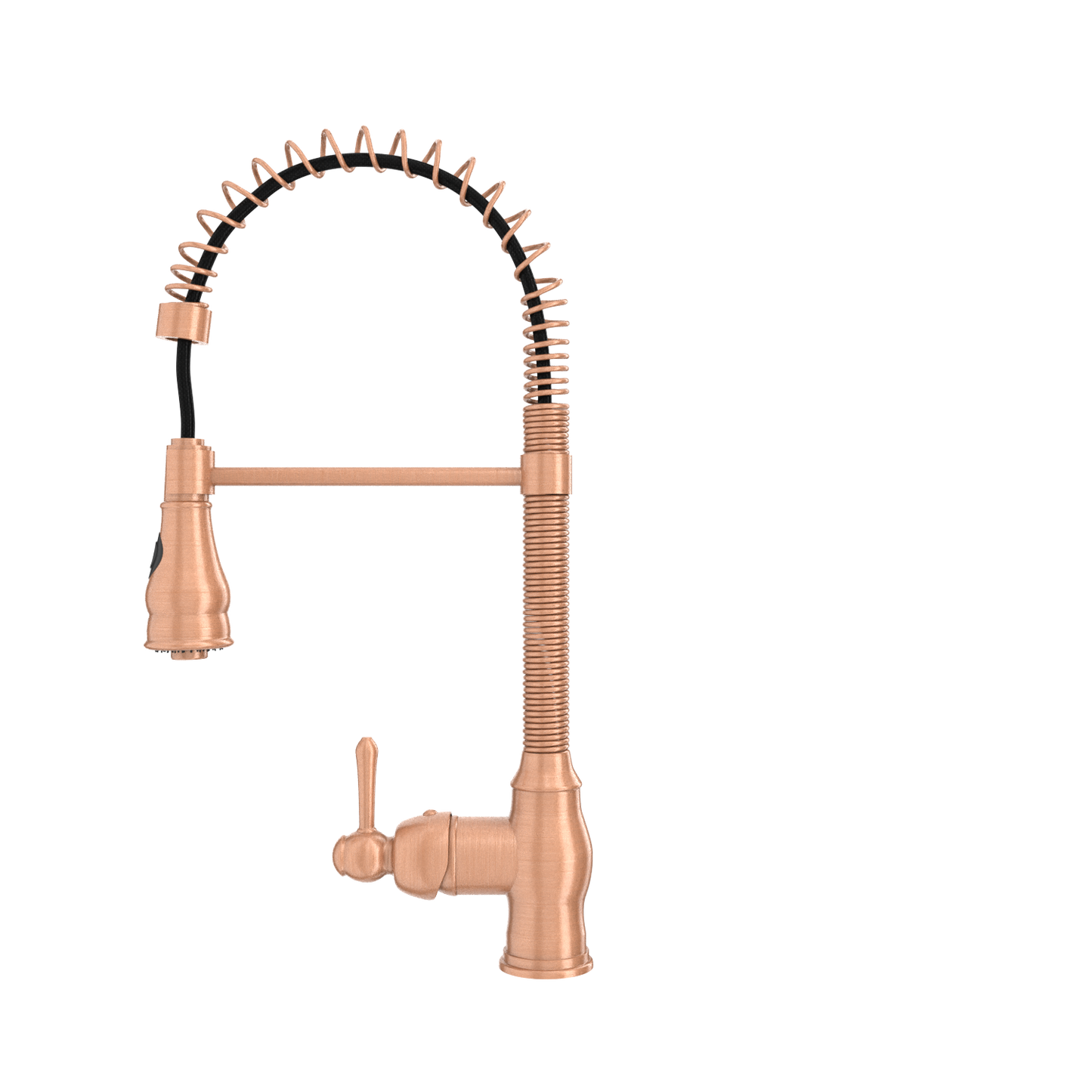 Copper Kitchen Faucet with Soap Dispenser, Single Handle Solid Brass High Arc Pull Down Sprayer Head Kitchen Sink Faucets with Deck Plate