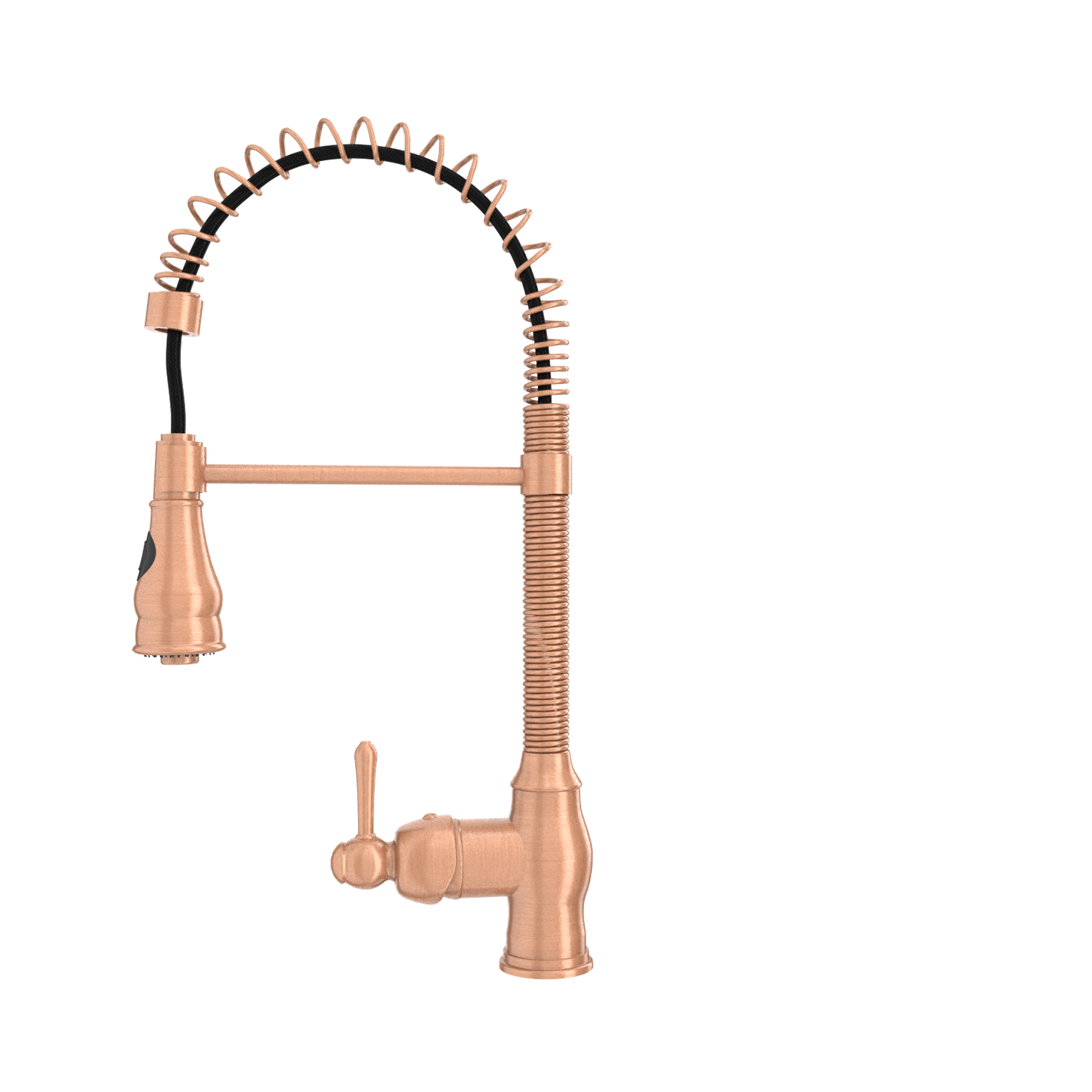 Copper Kitchen Faucet with Soap Dispenser, Single Handle Solid Brass High Arc Pull Down Sprayer Head Kitchen Sink Faucets with Deck Plate