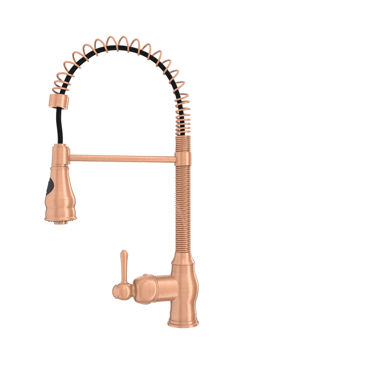 Copper Pre-Rinse Spring Kitchen Faucet, Single Level Solid Brass Kitchen Sink Faucets with Pull Down Sprayer - AK96518A-C
