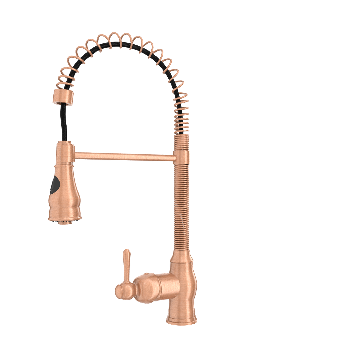 Copper Kitchen Faucet with Soap Dispenser, Single Handle Solid Brass High Arc Pull Down Sprayer Head Kitchen Sink Faucets with Deck Plate