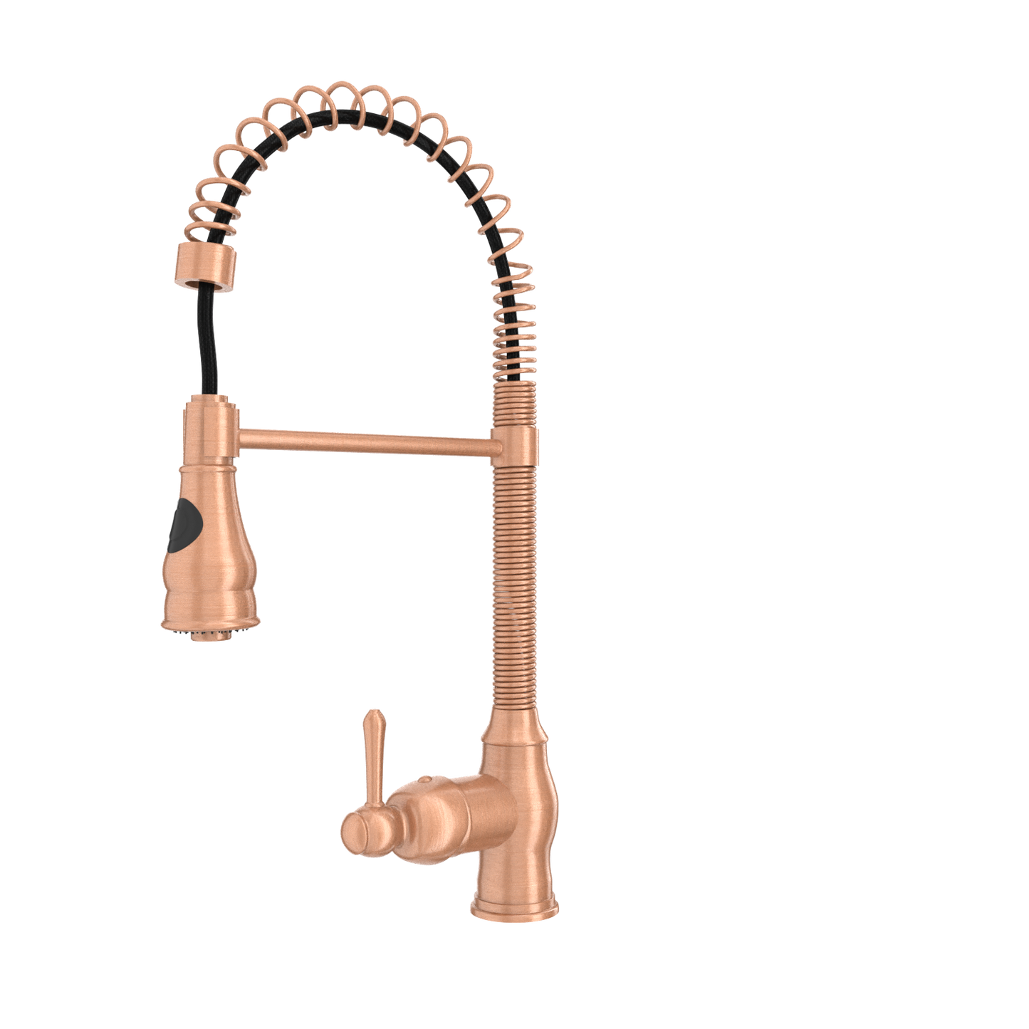 Copper Pre-Rinse Spring Kitchen Faucet, Single Level Solid Brass Kitchen Sink Faucets with Pull Down Sprayer - AK96518A-C