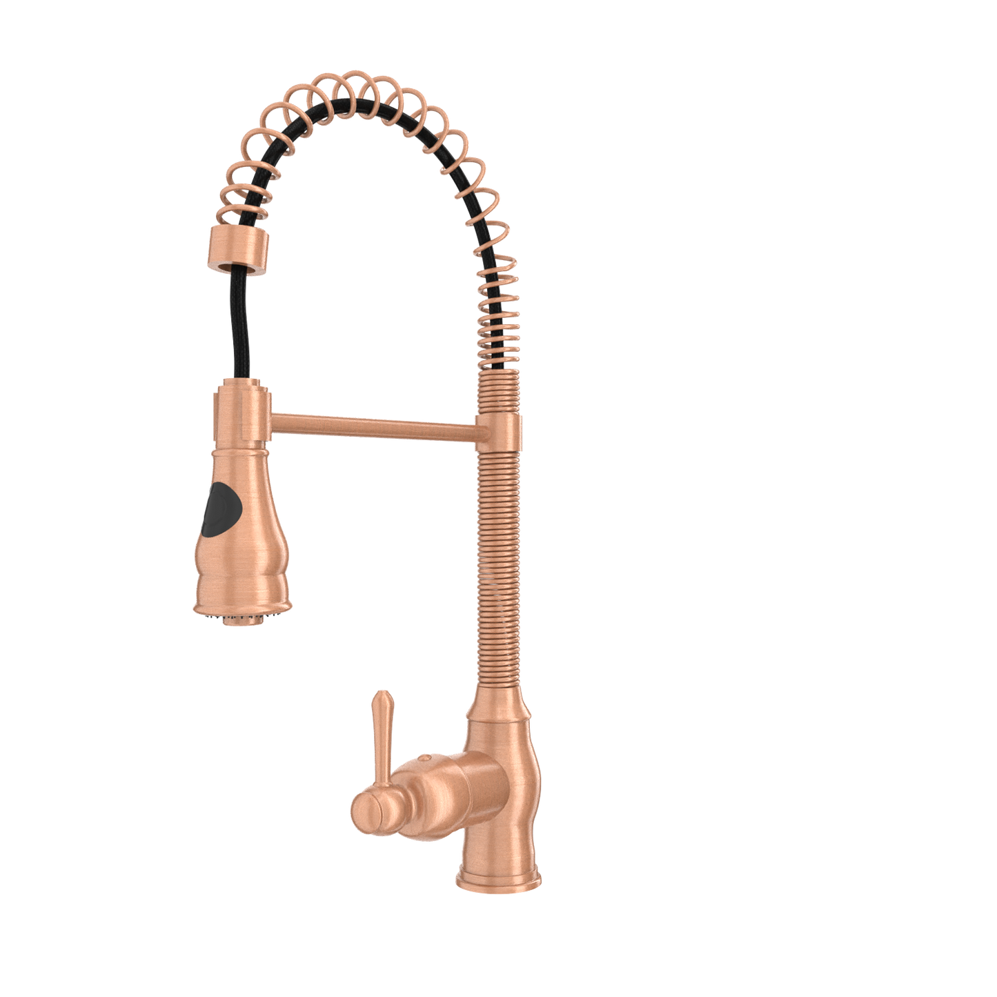 Copper Pre-Rinse Spring Kitchen Faucet, Single Level Solid Brass Kitchen Sink Faucets with Pull Down Sprayer - AK96518A-C