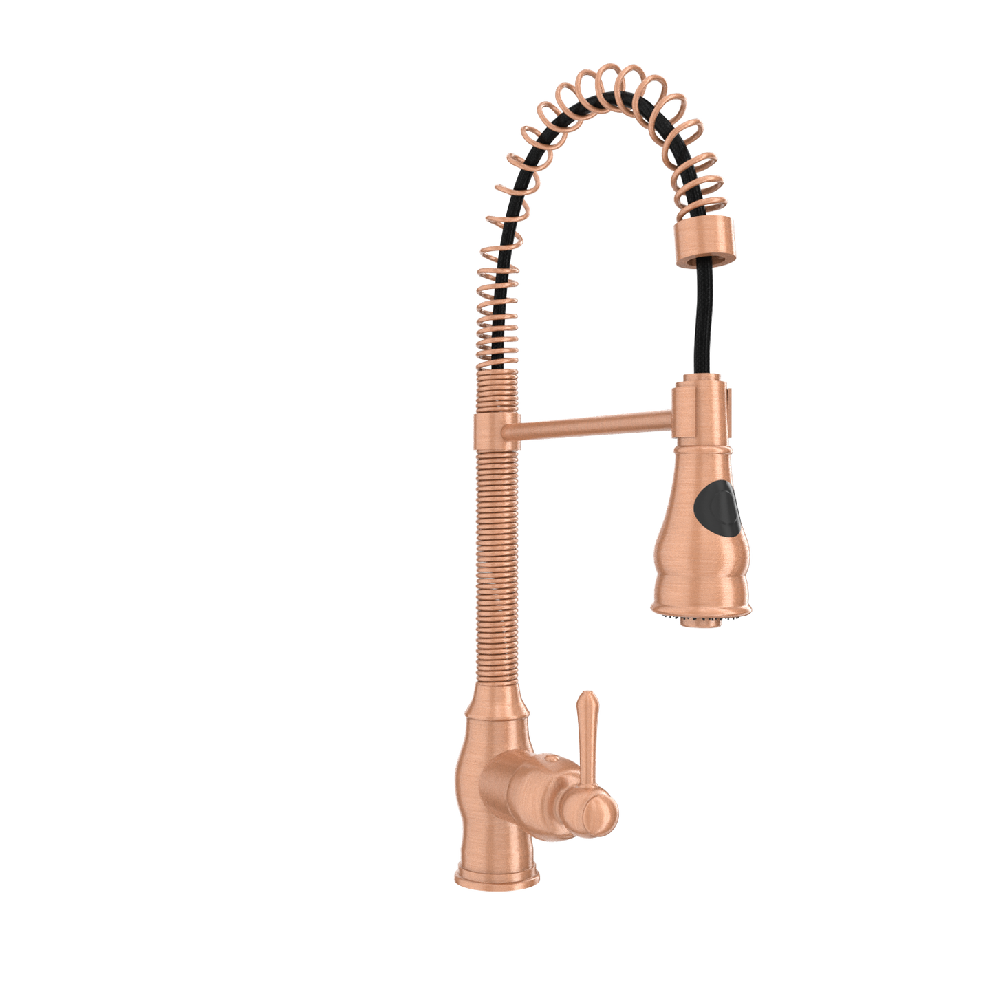 Copper Pre-Rinse Spring Kitchen Faucet, Single Level Solid Brass Kitchen Sink Faucets with Pull Down Sprayer - AK96518A-C