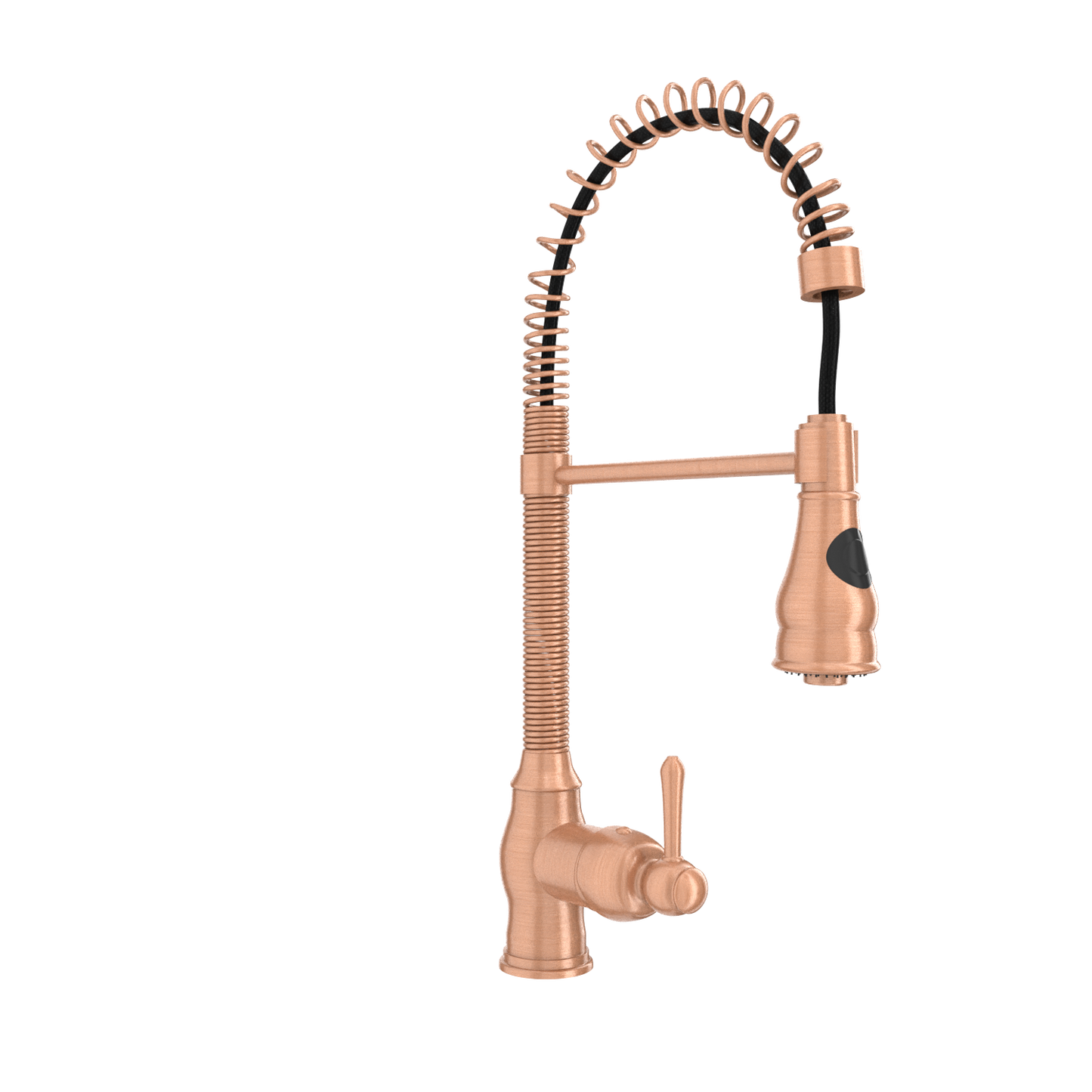 Copper Kitchen Faucet with Soap Dispenser, Single Handle Solid Brass High Arc Pull Down Sprayer Head Kitchen Sink Faucets with Deck Plate