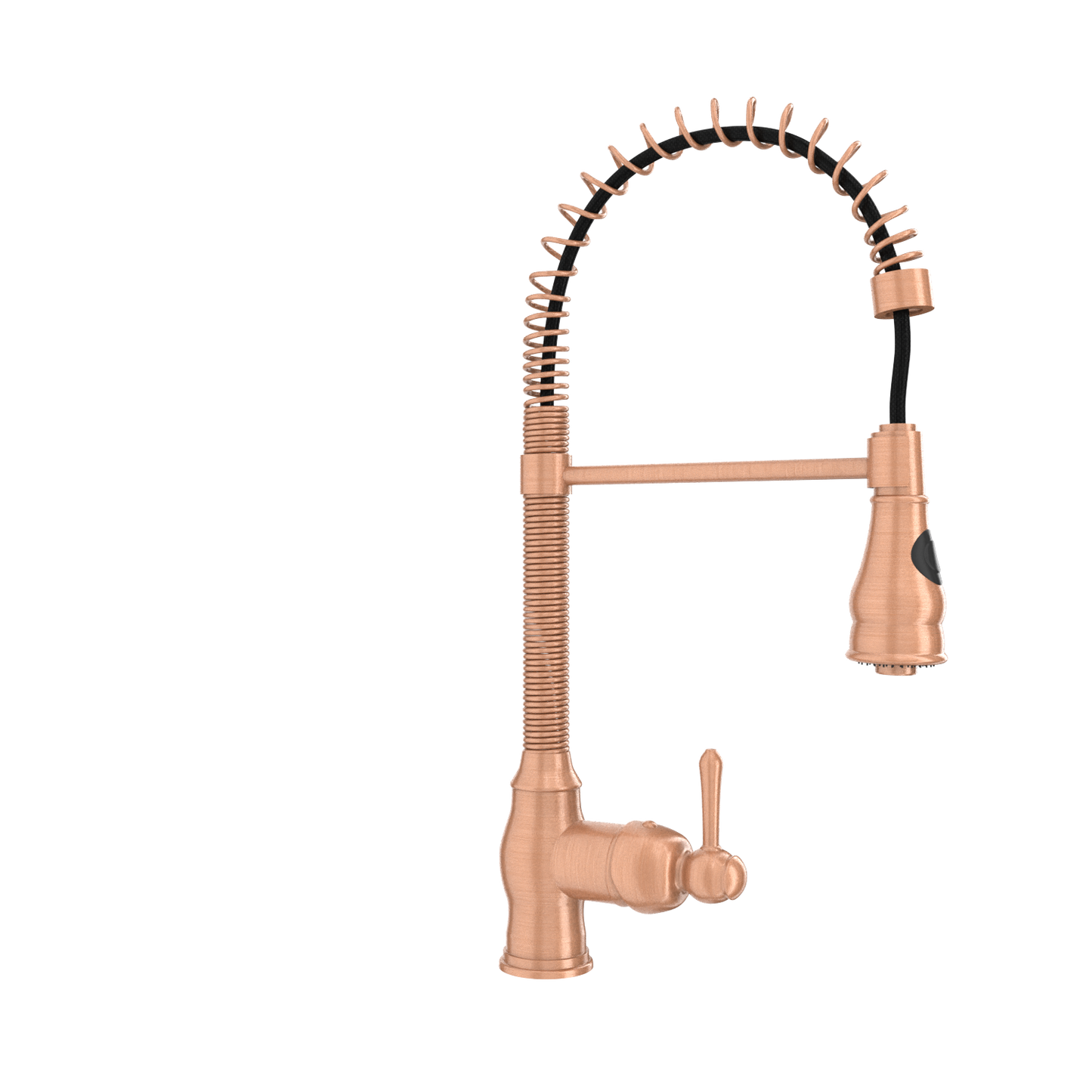 Copper Pre-Rinse Spring Kitchen Faucet, Single Level Solid Brass Kitchen Sink Faucets with Pull Down Sprayer - AK96518A-C