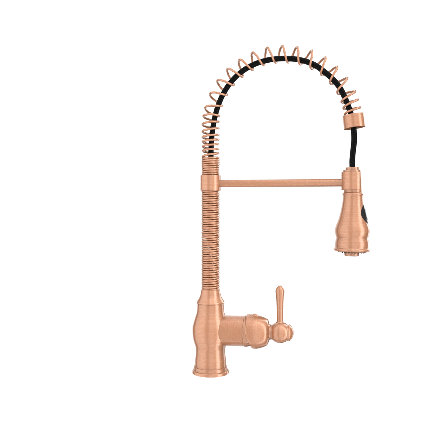 Copper Pre-Rinse Spring Kitchen Faucet, Single Level Solid Brass Kitchen Sink Faucets with Pull Down Sprayer - AK96518A-C