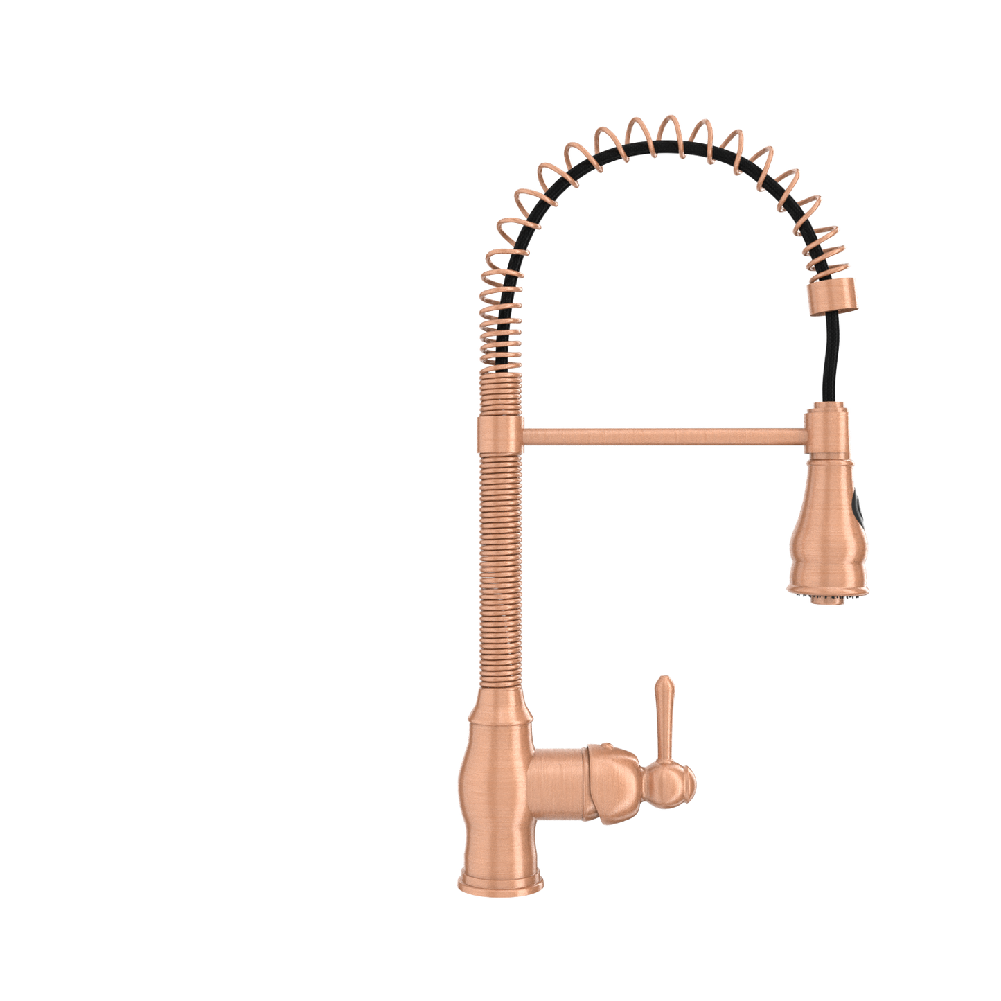 Copper Pre-Rinse Spring Kitchen Faucet, Single Level Solid Brass Kitchen Sink Faucets with Pull Down Sprayer - AK96518A-C