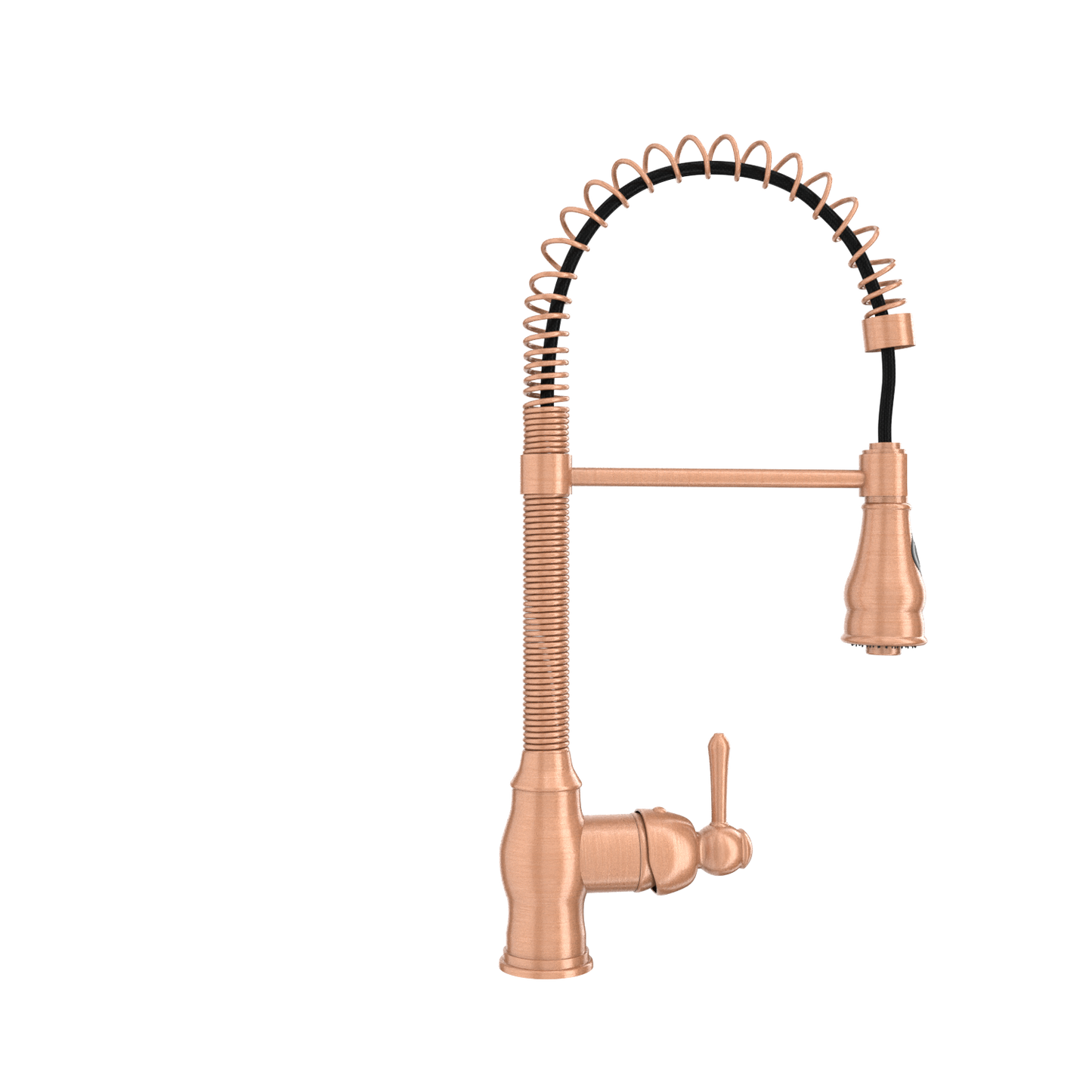 Copper Pre-Rinse Spring Kitchen Faucet, Single Level Solid Brass Kitchen Sink Faucets with Pull Down Sprayer - AK96518A-C