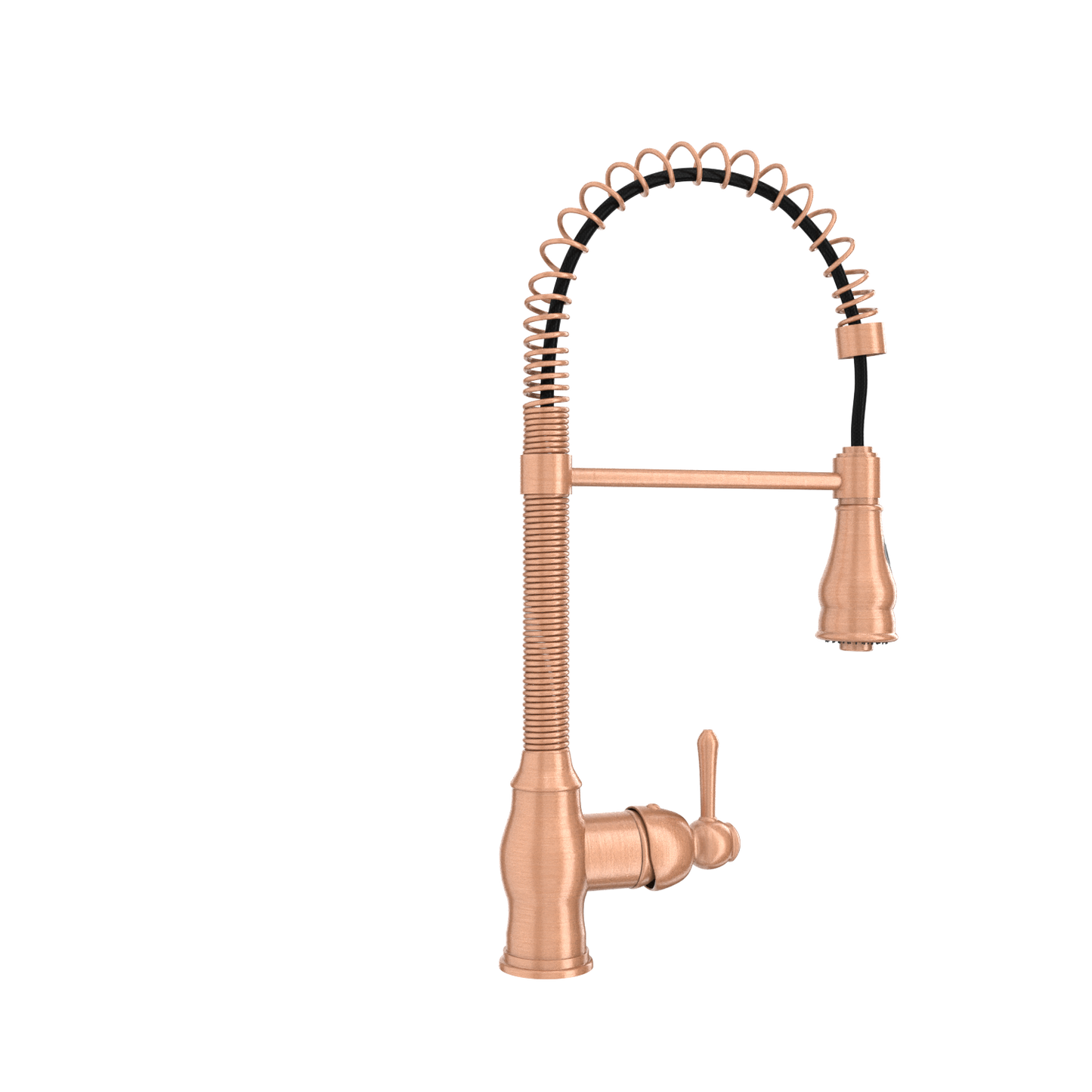 Copper Pre-Rinse Spring Kitchen Faucet, Single Level Solid Brass Kitchen Sink Faucets with Pull Down Sprayer - AK96518A-C