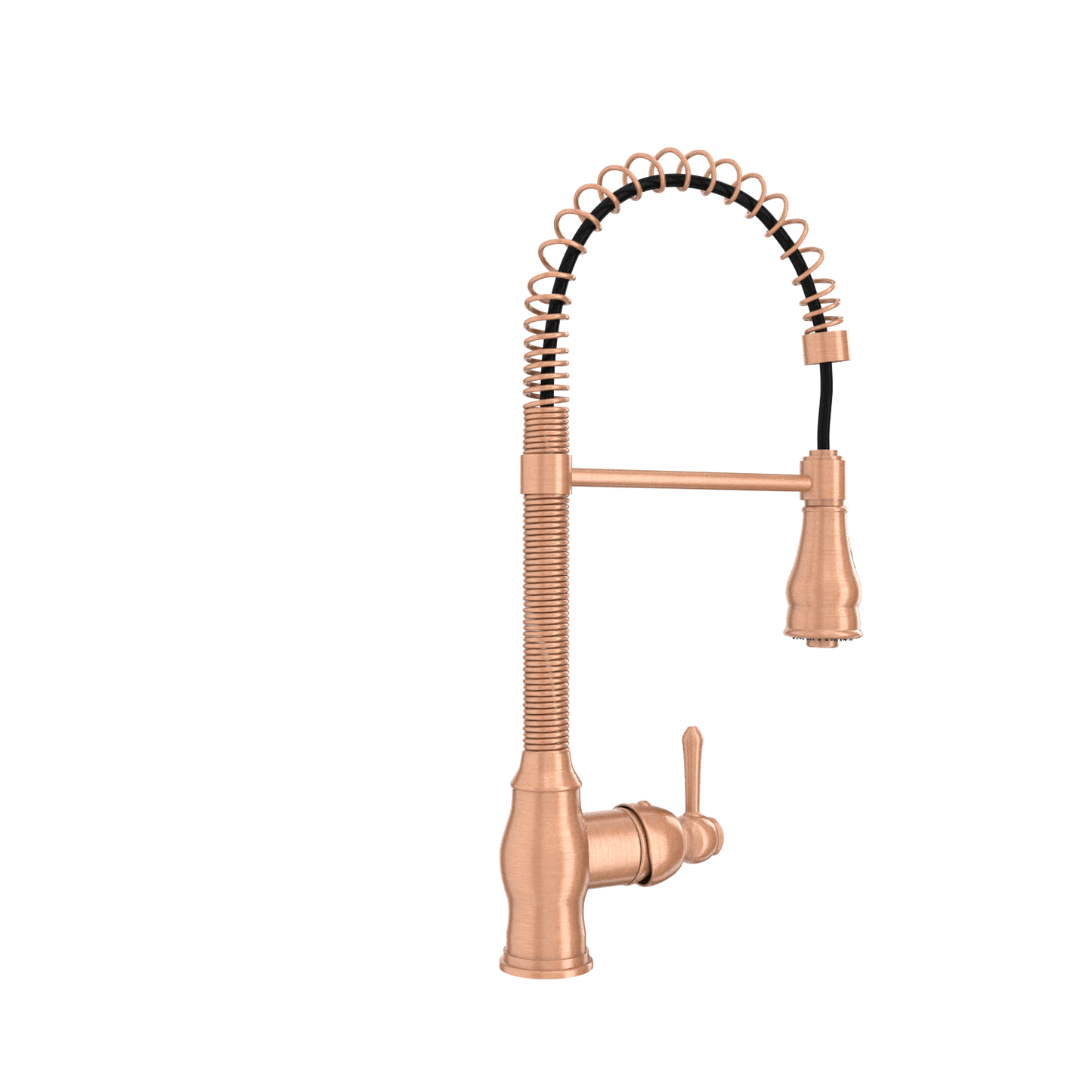 Copper Pre-Rinse Spring Kitchen Faucet, Single Level Solid Brass Kitchen Sink Faucets with Pull Down Sprayer - AK96518A-C