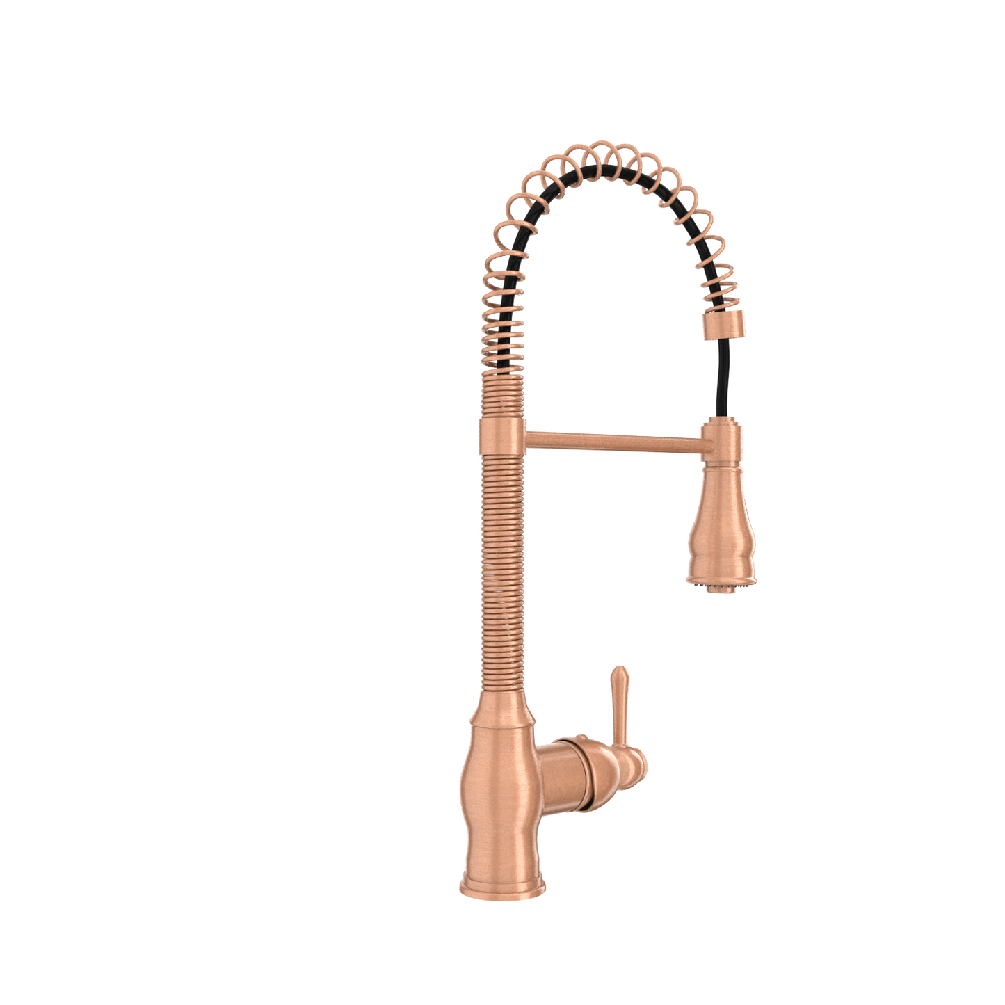 Copper Kitchen Faucet with Soap Dispenser, Single Handle Solid Brass High Arc Pull Down Sprayer Head Kitchen Sink Faucets with Deck Plate