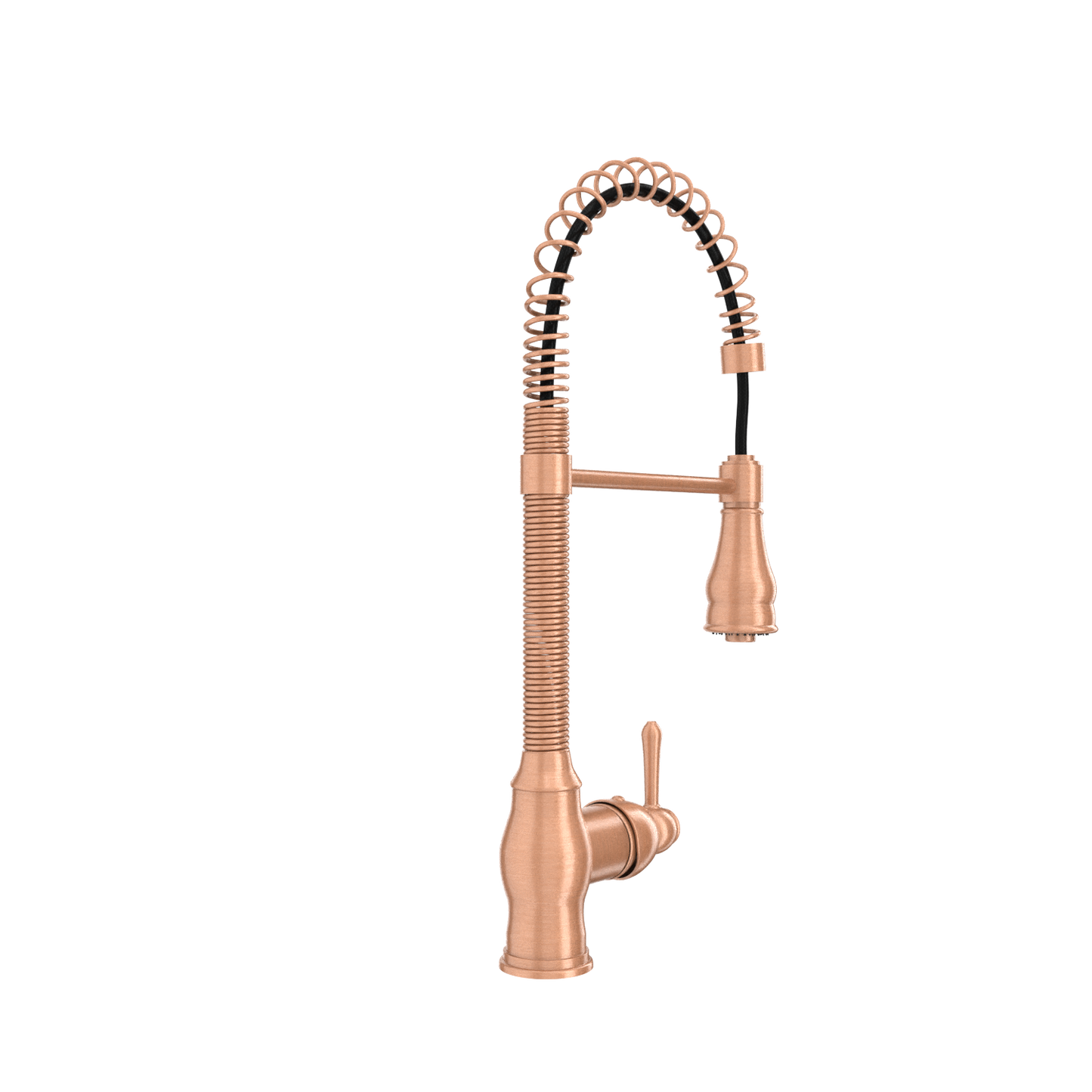Copper Kitchen Faucet with Soap Dispenser, Single Handle Solid Brass High Arc Pull Down Sprayer Head Kitchen Sink Faucets with Deck Plate