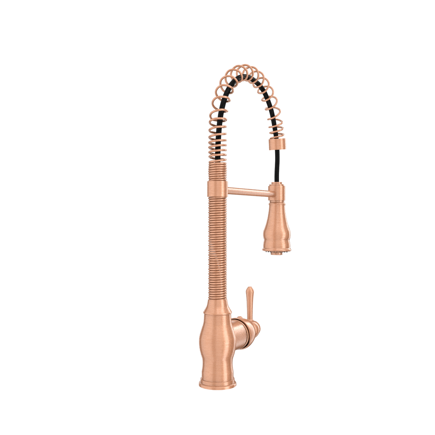 Copper Pre-Rinse Spring Kitchen Faucet, Single Level Solid Brass Kitchen Sink Faucets with Pull Down Sprayer - AK96518A-C