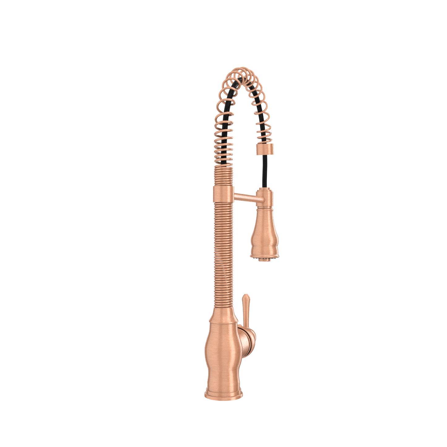 Copper Pre-Rinse Spring Kitchen Faucet, Single Level Solid Brass Kitchen Sink Faucets with Pull Down Sprayer - AK96518A-C