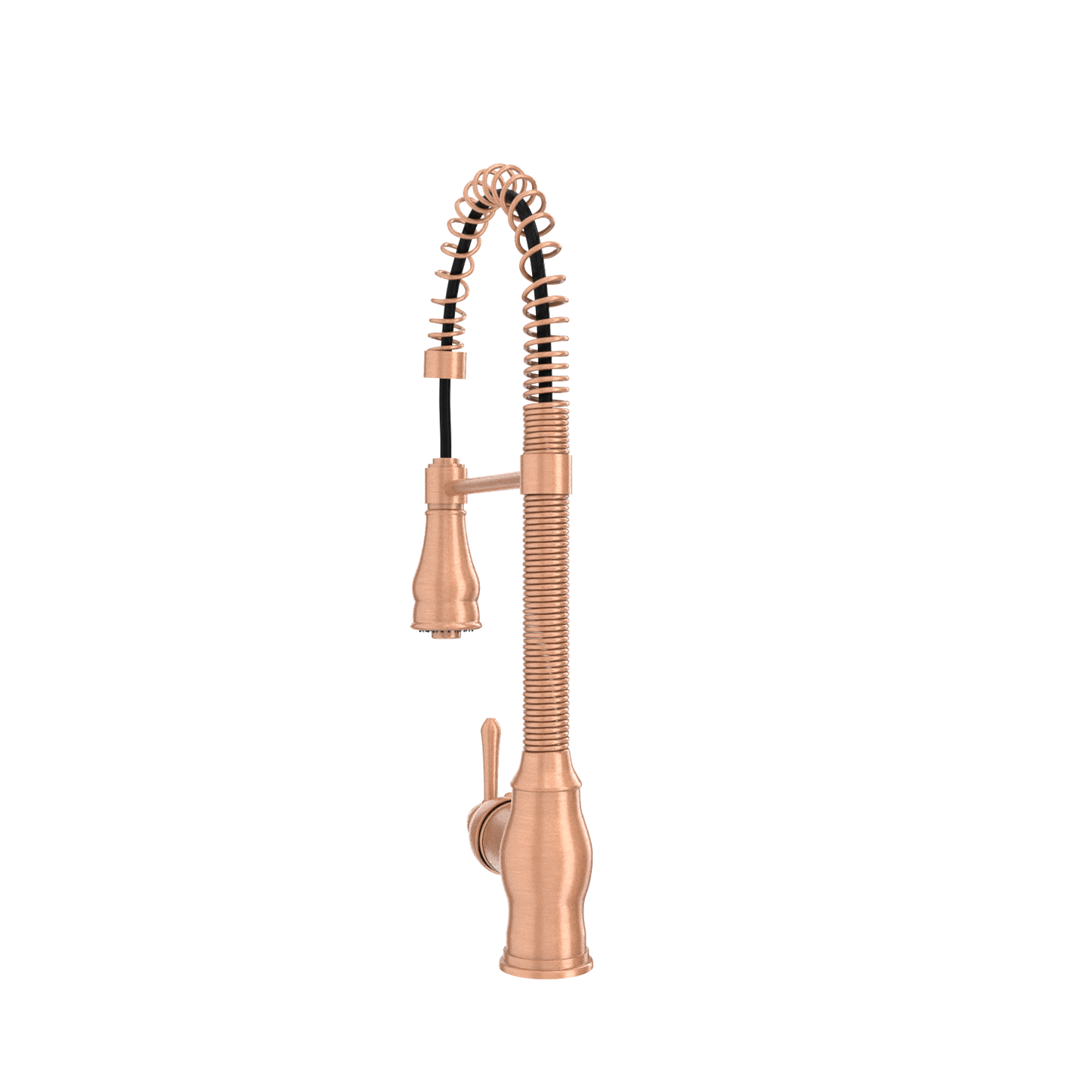 Copper Pre-Rinse Spring Kitchen Faucet, Single Level Solid Brass Kitchen Sink Faucets with Pull Down Sprayer - AK96518A-C