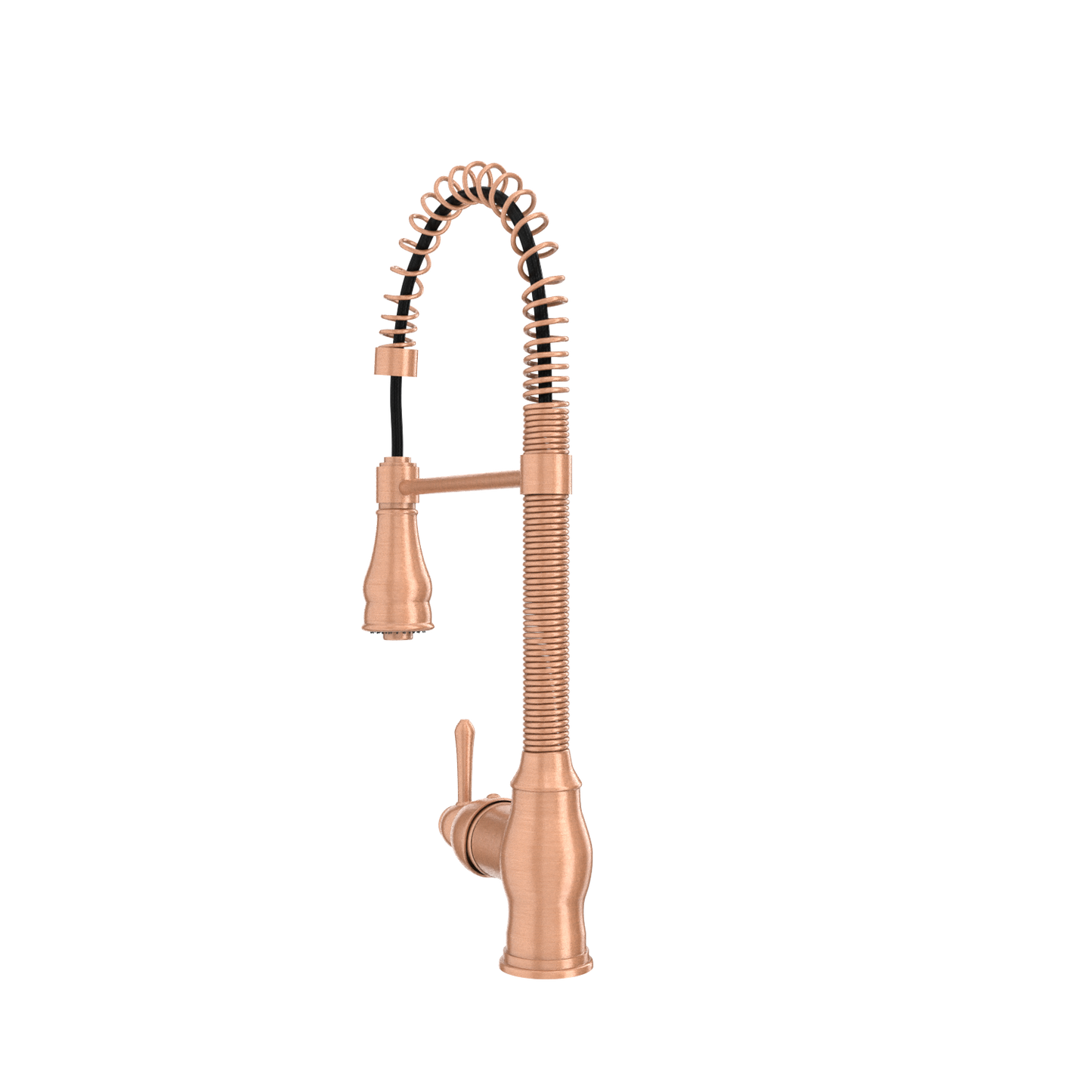 Copper Pre-Rinse Spring Kitchen Faucet, Single Level Solid Brass Kitchen Sink Faucets with Pull Down Sprayer - AK96518A-C