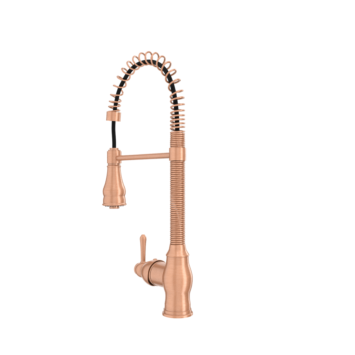 Copper Pre-Rinse Spring Kitchen Faucet, Single Level Solid Brass Kitchen Sink Faucets with Pull Down Sprayer - AK96518A-C