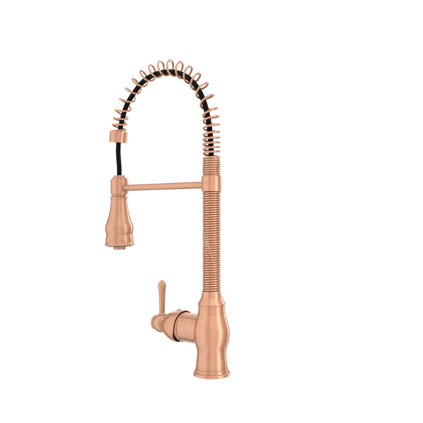 Copper Pre-Rinse Spring Kitchen Faucet, Single Level Solid Brass Kitchen Sink Faucets with Pull Down Sprayer - AK96518A-C