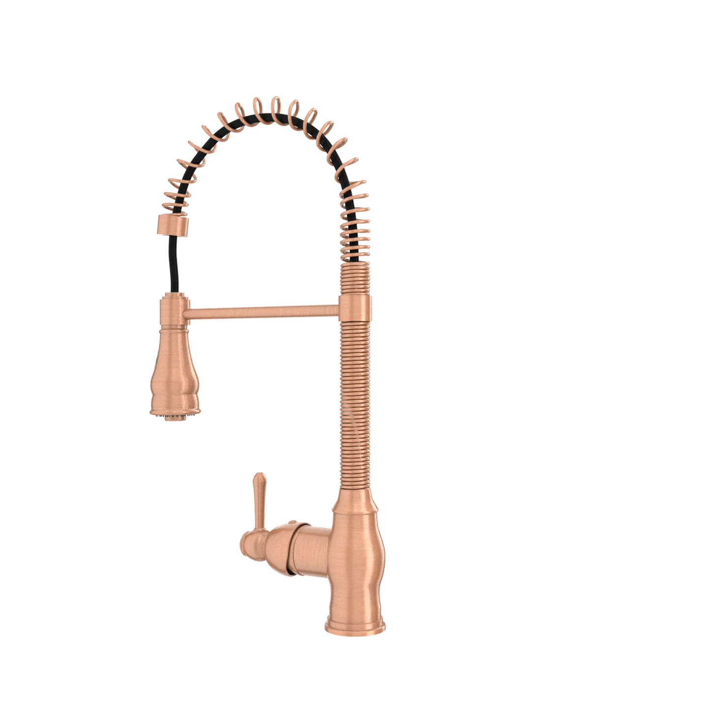 Copper Pre-Rinse Spring Kitchen Faucet, Single Level Solid Brass Kitchen Sink Faucets with Pull Down Sprayer - AK96518A-C