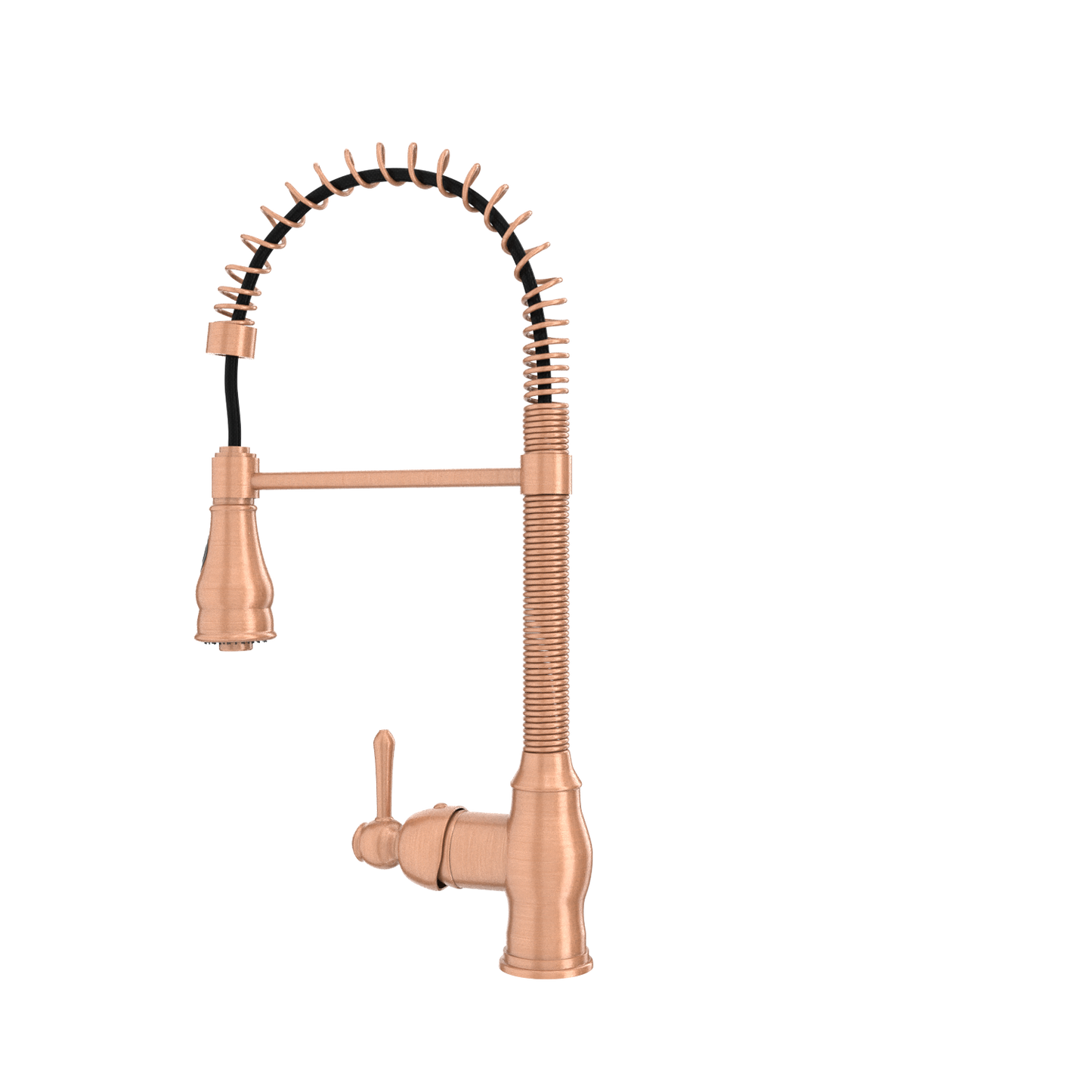 Copper Pre-Rinse Spring Kitchen Faucet, Single Level Solid Brass Kitchen Sink Faucets with Pull Down Sprayer - AK96518A-C