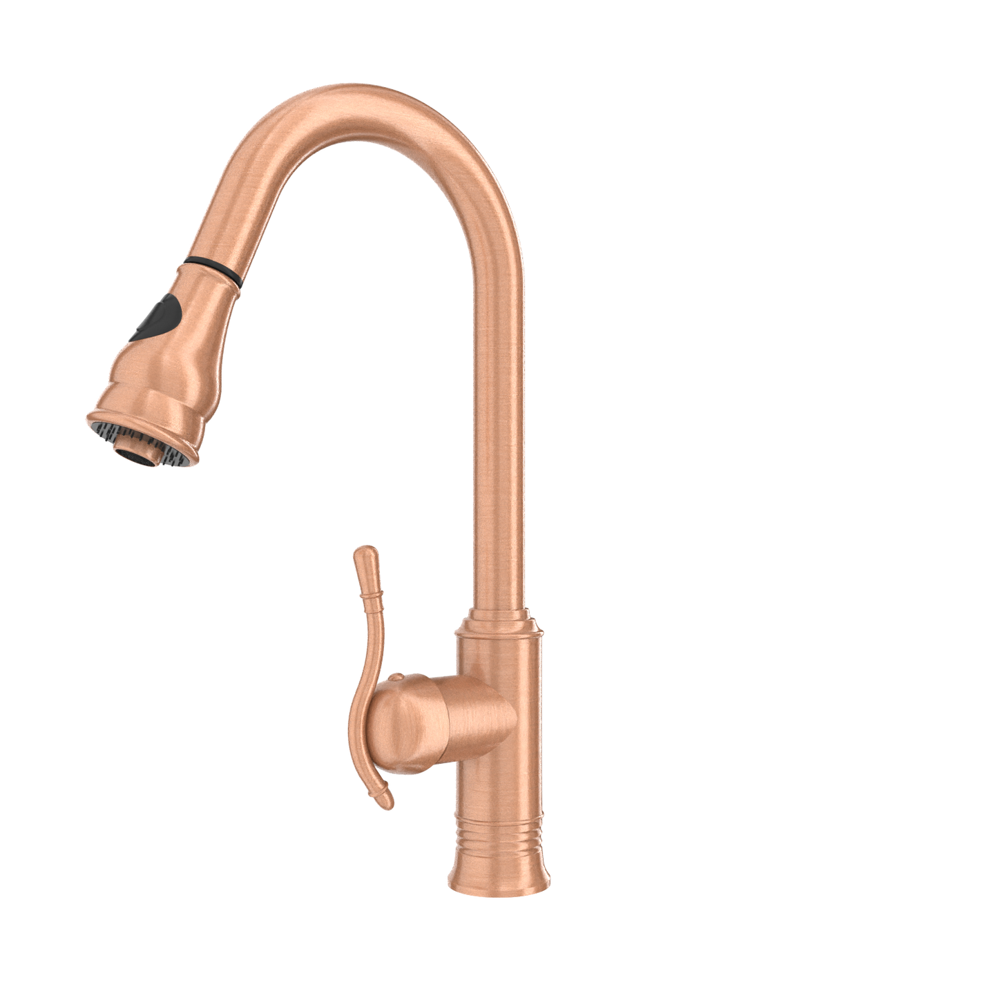 Copper Kitchen Faucet with Soap Dispenser, Single Handle Solid Brass High Arc Pull Down Sprayer Head Kitchen Sink Faucets with Deck Plate