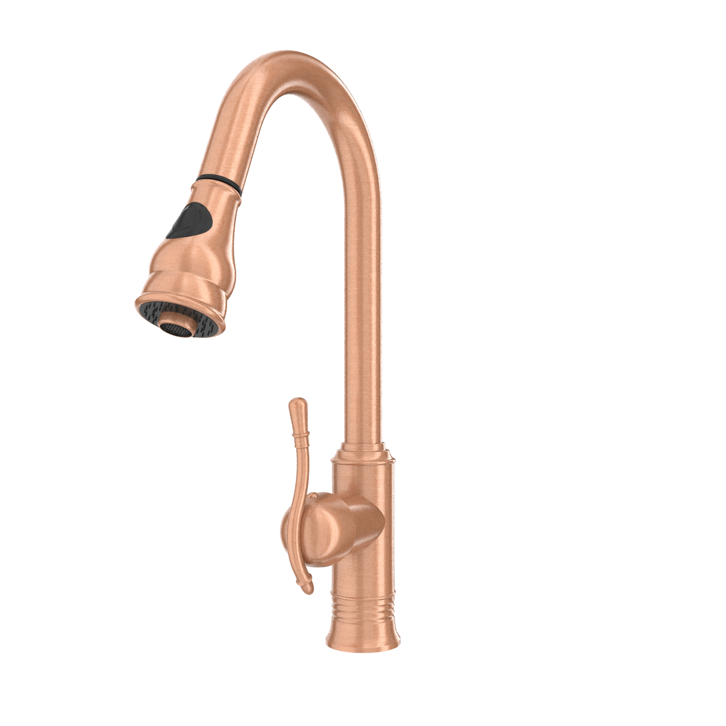 Copper Kitchen Faucet with Soap Dispenser, Single Handle Solid Brass High Arc Pull Down Sprayer Head Kitchen Sink Faucets with Deck Plate