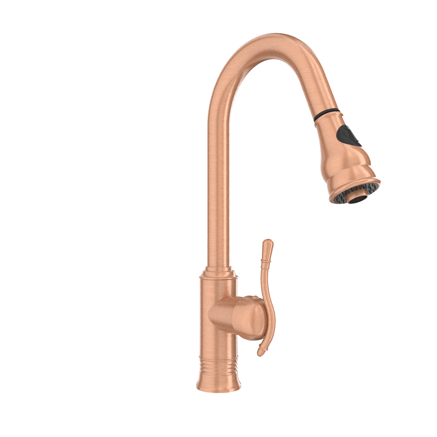 Copper Kitchen Faucet with Soap Dispenser, Single Handle Solid Brass High Arc Pull Down Sprayer Head Kitchen Sink Faucets with Deck Plate