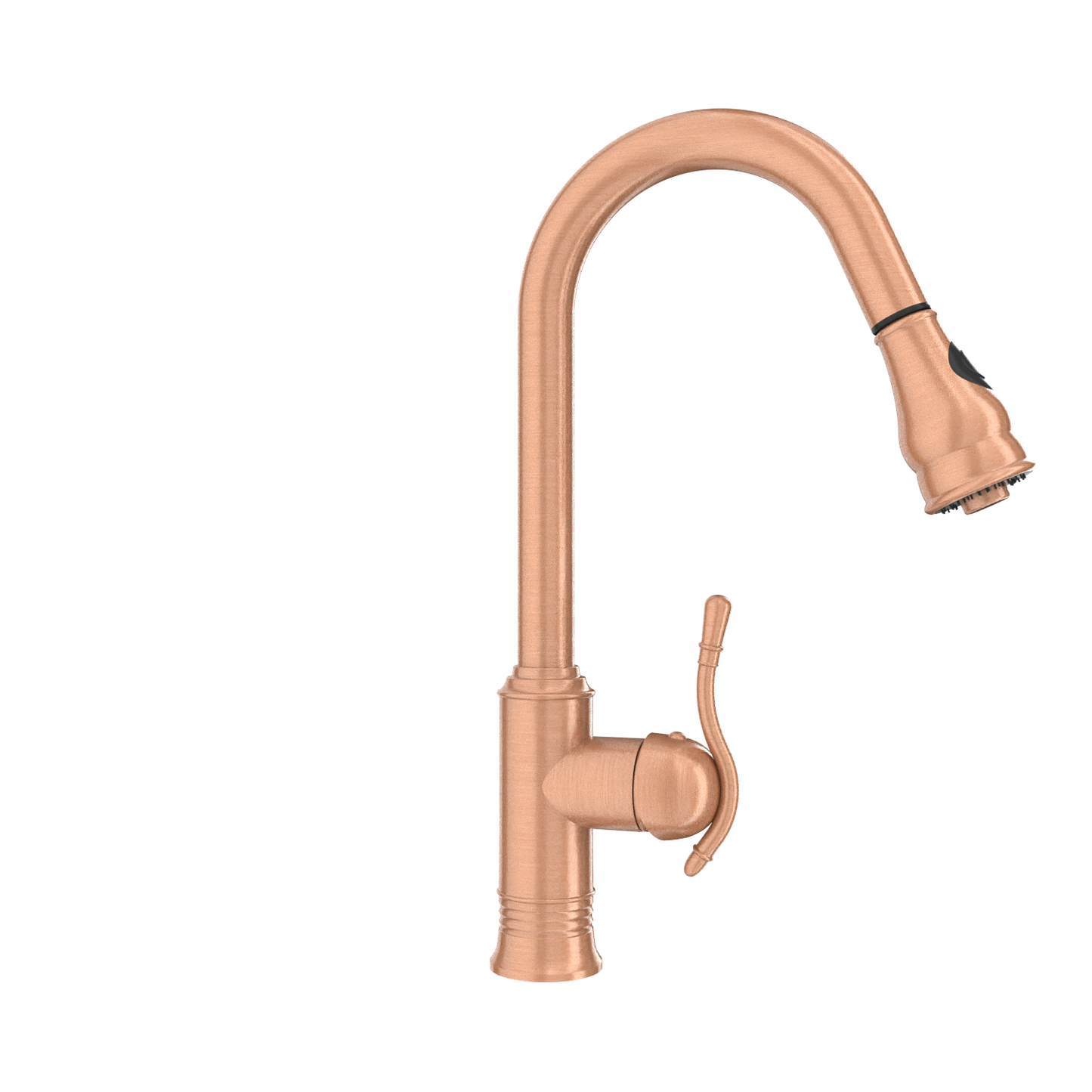 Copper Kitchen Faucet with Soap Dispenser, Single Handle Solid Brass High Arc Pull Down Sprayer Head Kitchen Sink Faucets with Deck Plate