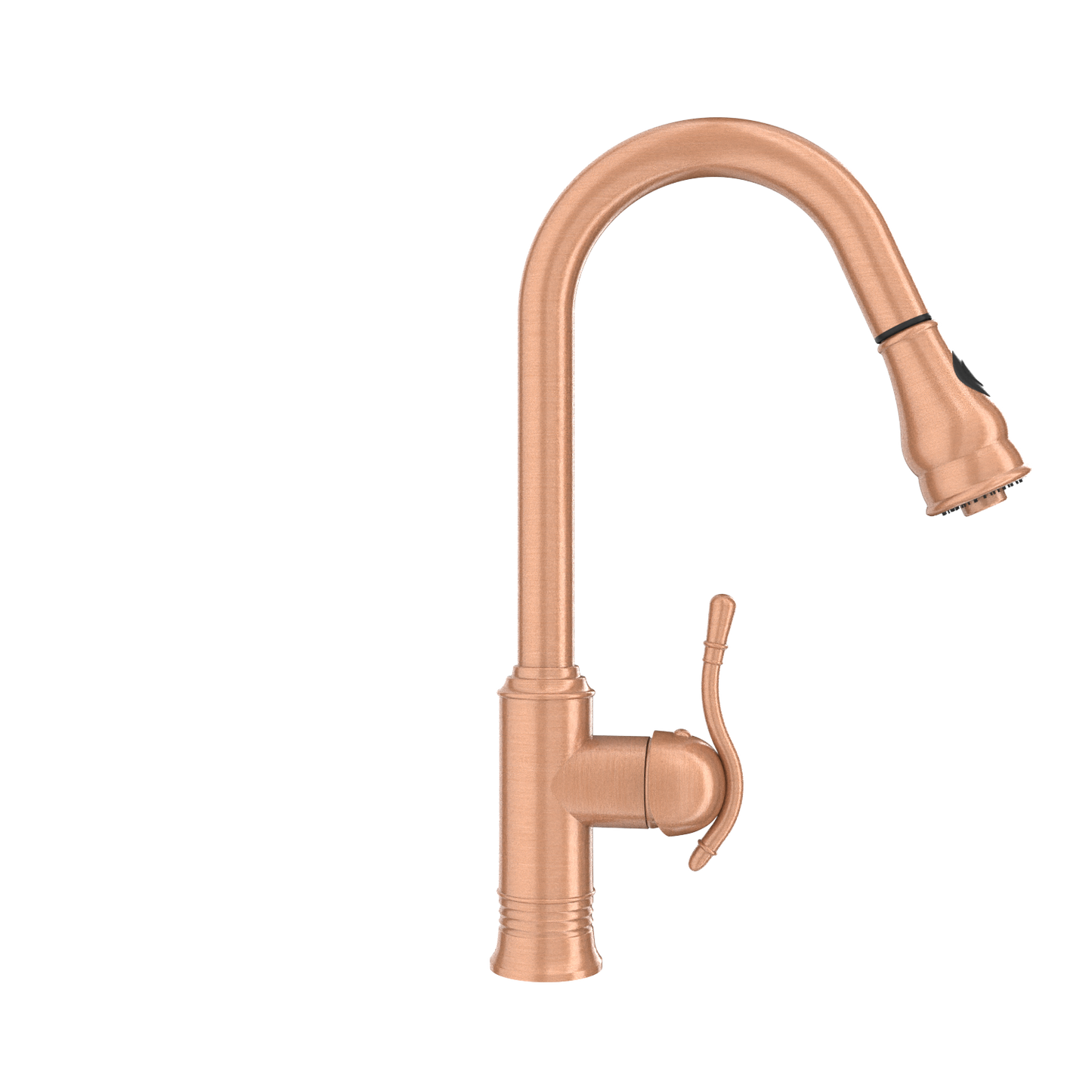 Copper Kitchen Faucet with Soap Dispenser, Single Handle Solid Brass High Arc Pull Down Sprayer Head Kitchen Sink Faucets with Deck Plate