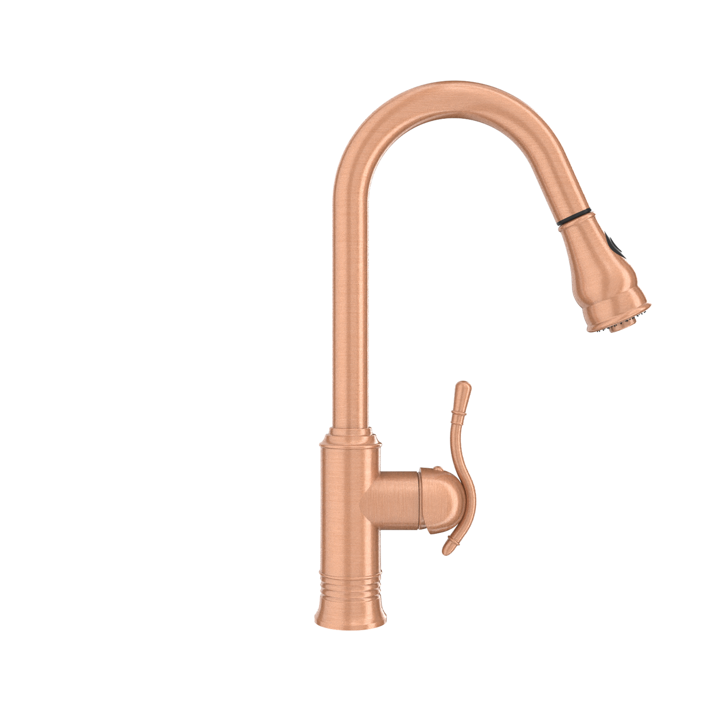 Copper Kitchen Faucet with Soap Dispenser, Single Handle Solid Brass High Arc Pull Down Sprayer Head Kitchen Sink Faucets with Deck Plate