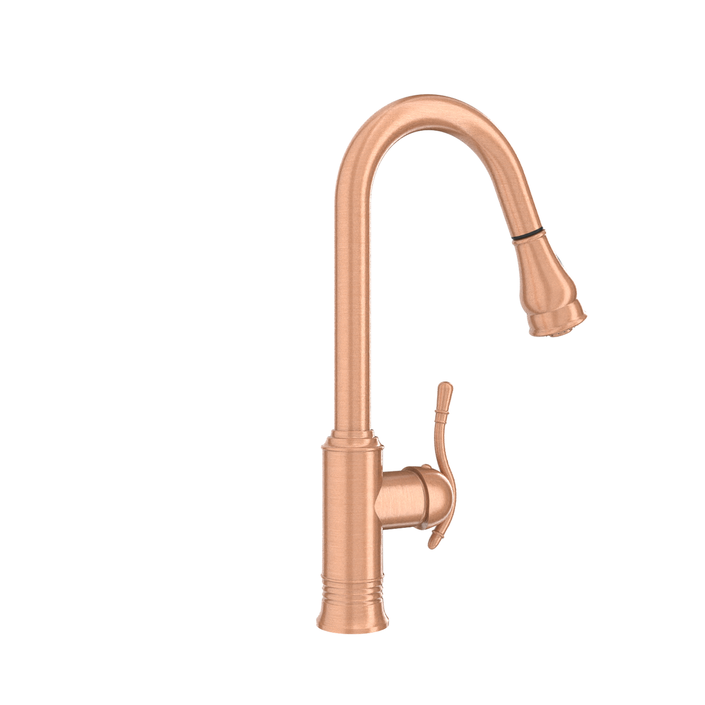 Copper Kitchen Faucet with Soap Dispenser, Single Handle Solid Brass High Arc Pull Down Sprayer Head Kitchen Sink Faucets with Deck Plate