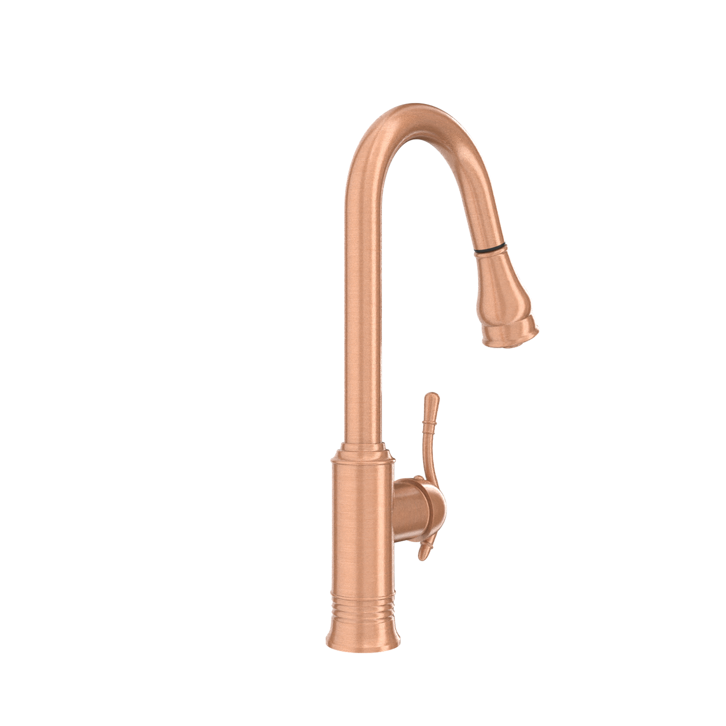 Copper Kitchen Faucet with Soap Dispenser, Single Handle Solid Brass High Arc Pull Down Sprayer Head Kitchen Sink Faucets with Deck Plate