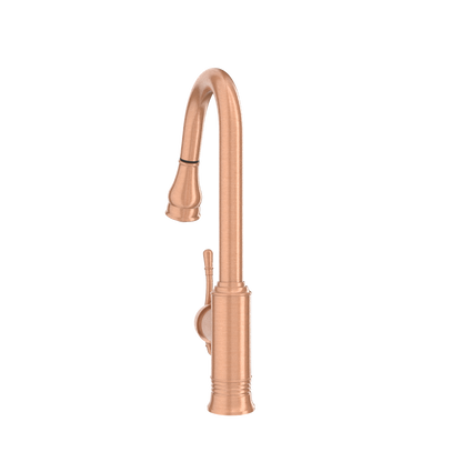 Copper Kitchen Faucet with Soap Dispenser, Single Handle Solid Brass High Arc Pull Down Sprayer Head Kitchen Sink Faucets with Deck Plate