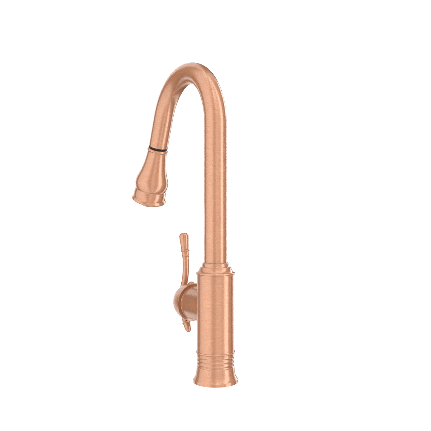 Copper Kitchen Faucet with Soap Dispenser, Single Handle Solid Brass High Arc Pull Down Sprayer Head Kitchen Sink Faucets with Deck Plate