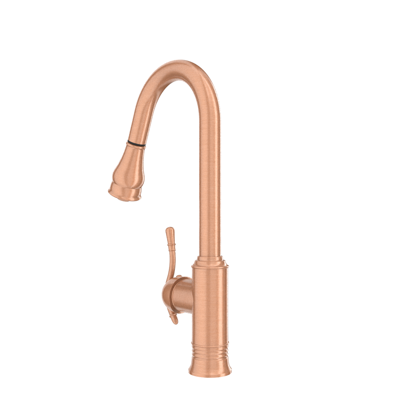 Copper Kitchen Faucet with Soap Dispenser, Single Handle Solid Brass High Arc Pull Down Sprayer Head Kitchen Sink Faucets with Deck Plate