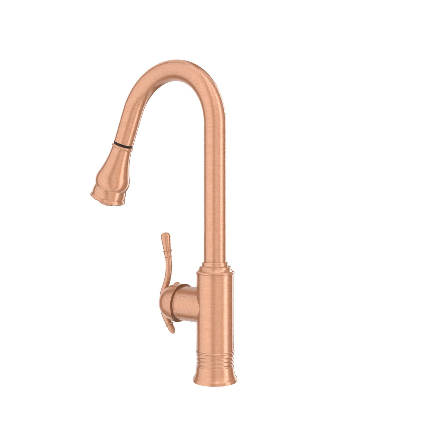 Copper Kitchen Faucet with Soap Dispenser, Single Handle Solid Brass High Arc Pull Down Sprayer Head Kitchen Sink Faucets with Deck Plate
