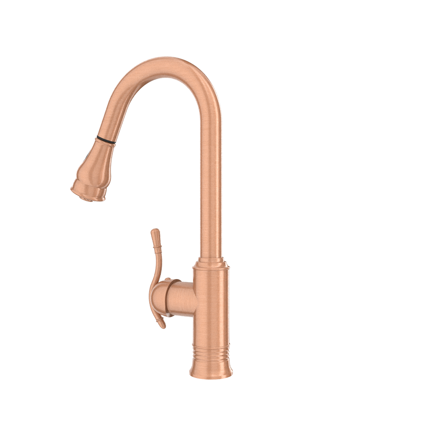 Copper Kitchen Faucet with Soap Dispenser, Single Handle Solid Brass High Arc Pull Down Sprayer Head Kitchen Sink Faucets with Deck Plate