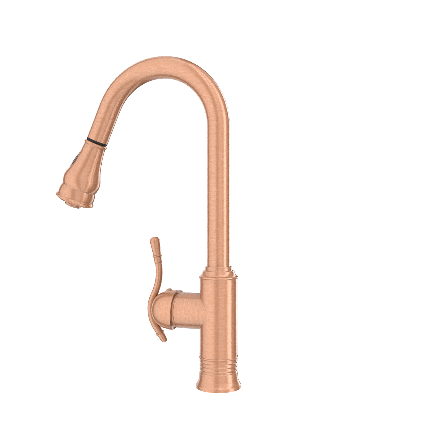 Copper Kitchen Faucet with Soap Dispenser, Single Handle Solid Brass High Arc Pull Down Sprayer Head Kitchen Sink Faucets with Deck Plate