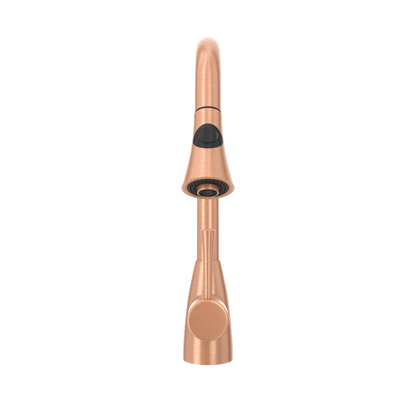 Copper Kitchen Faucet with Soap Dispenser, Single Handle Solid Brass High Arc Pull Down Sprayer Head Kitchen Sink Faucets with Deck Plate