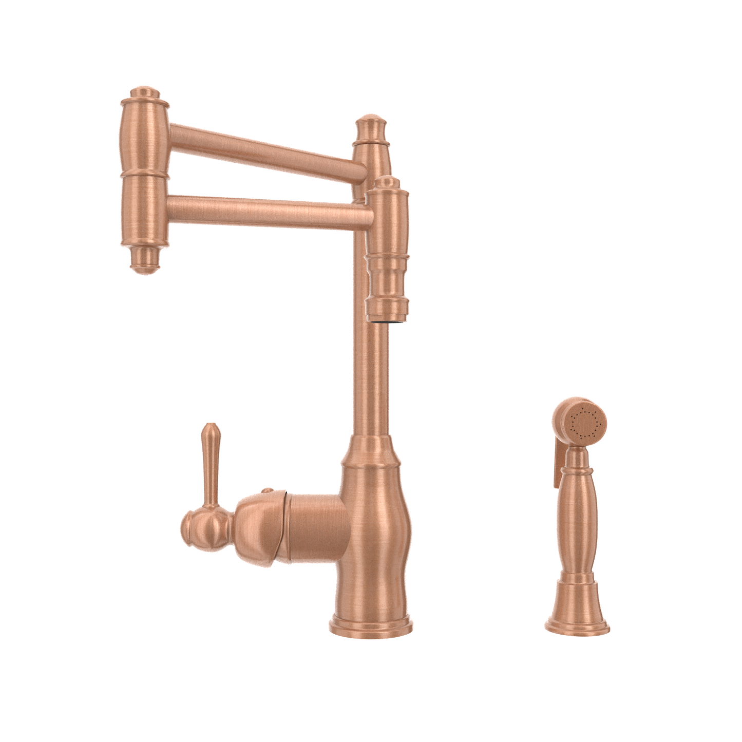One-Handle Copper Pot Filler Kitchen Faucet with Side Sprayer
