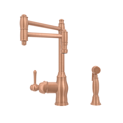 One-Handle Copper Pot Filler Kitchen Faucet with Side Sprayer