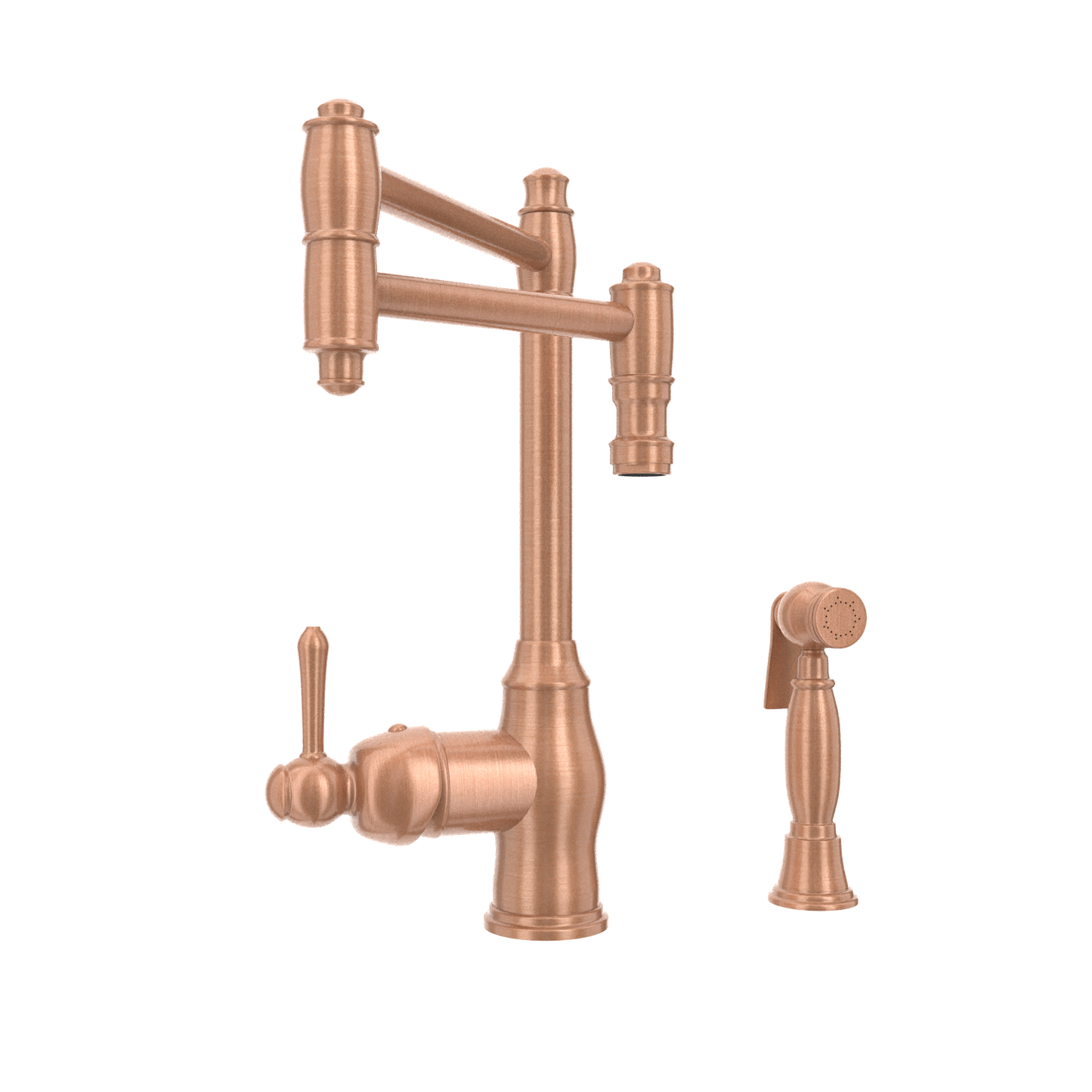 One-Handle Copper Pot Filler Kitchen Faucet with Side Sprayer